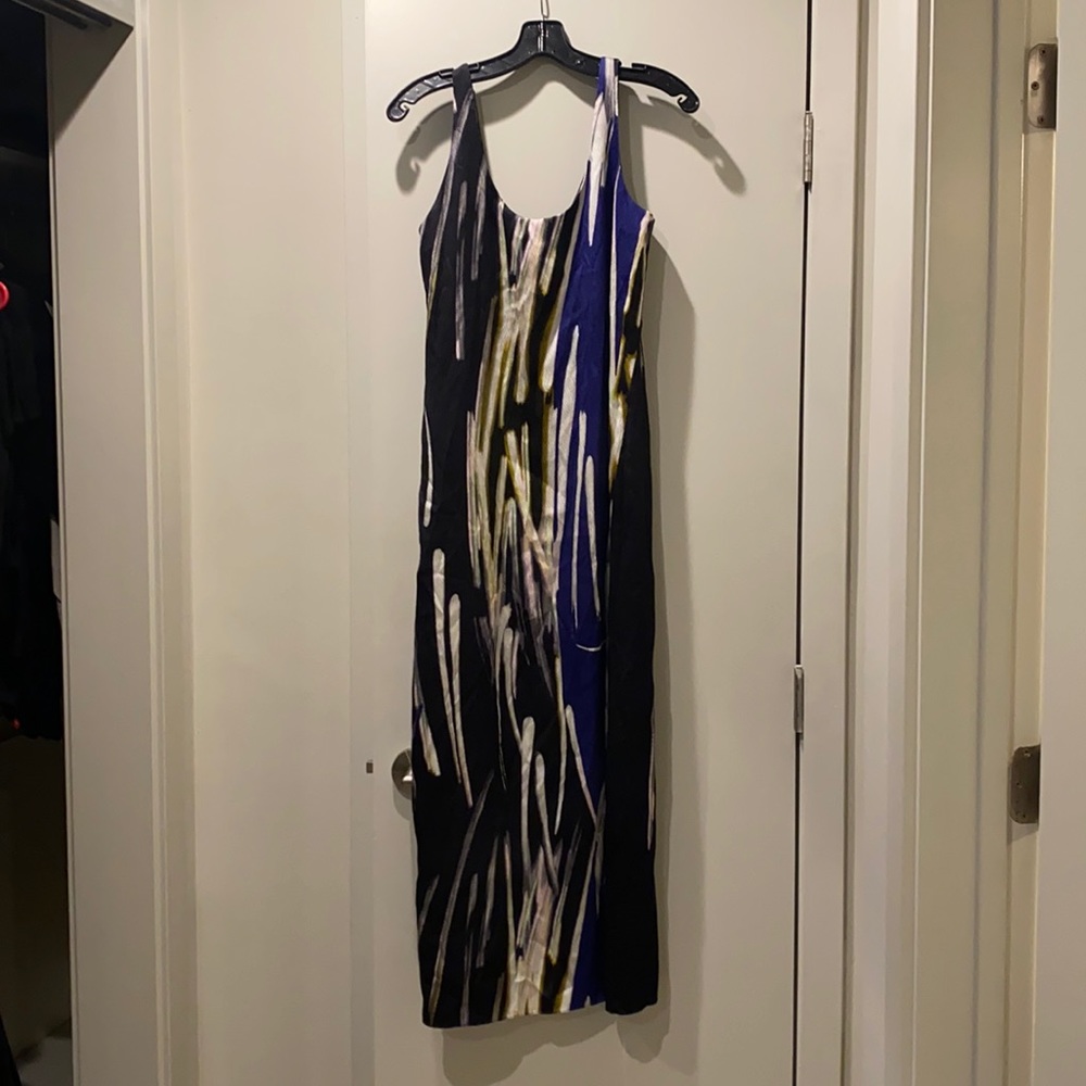 Hammered silk printed slip dress